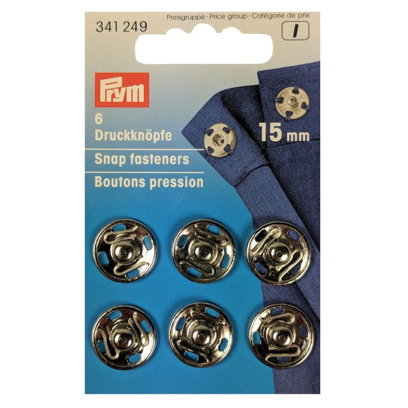 Annäh-Druckknöpfe 15 mm silber