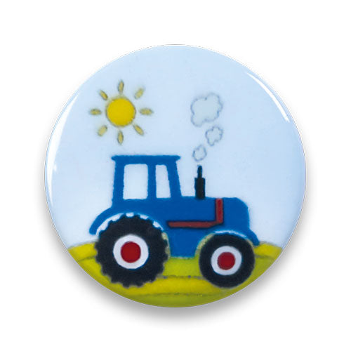 Knopf Traktor blau